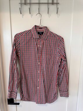 Jcrew Red, White & Blue Gingham Button-Down Shirt